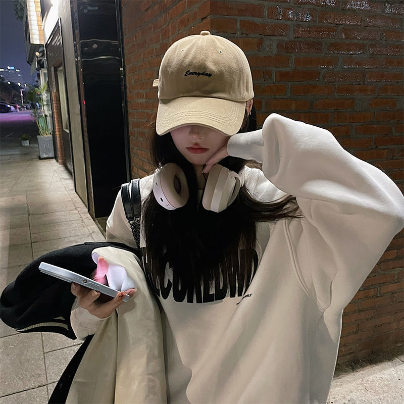 Hat female ins trendy brand peaked cap Japanese all-match big head circumference showing face small baseball cap outdoor sun protection sun visor
