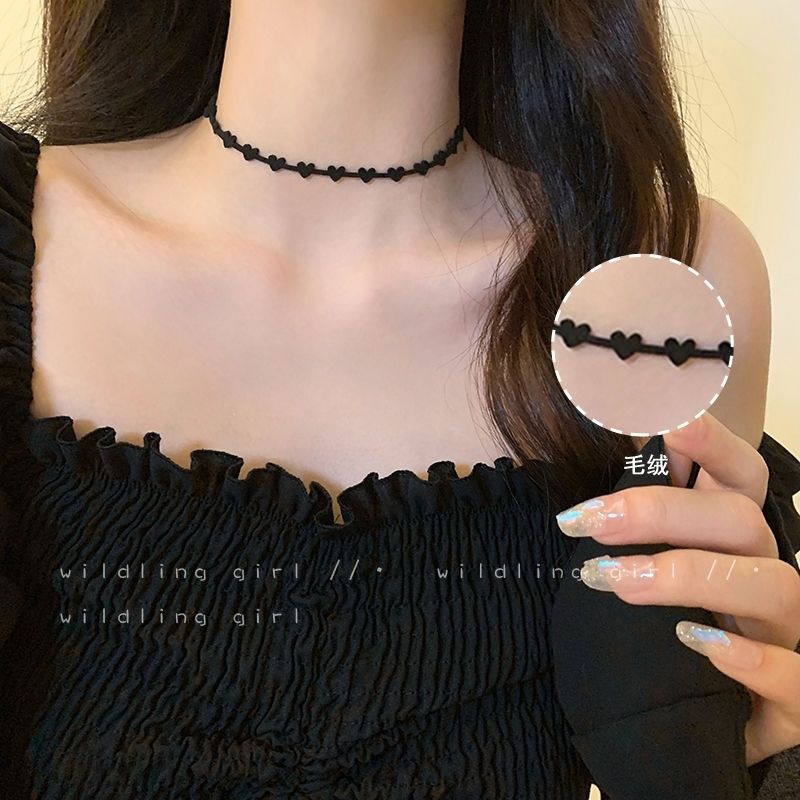 Black love choke sweet cool collar female short rope collarbone chain female fashion necklace neck neckband jewelry
