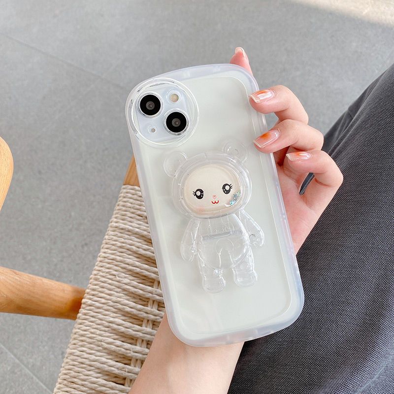 Quicksand Astronaut Bracket Mobile Phone Case for OPPO Reno8 Suitable for A72 Find X5 Desktop Cartoon Mobile Phone Case