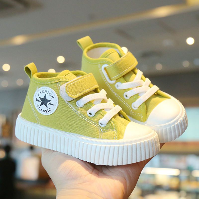 Children's canvas shoes high top 2023 spring and autumn new boys' casual shoes non-slip girls' skate shoes soft bottom baby shoes