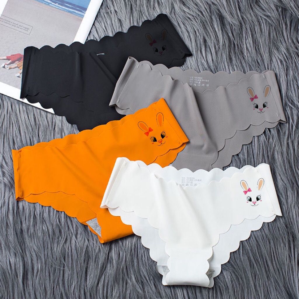 4 pieces of ice silk seamless underwear women's one-piece sexy breathable mid-waist antibacterial cotton gear girl Japanese cute