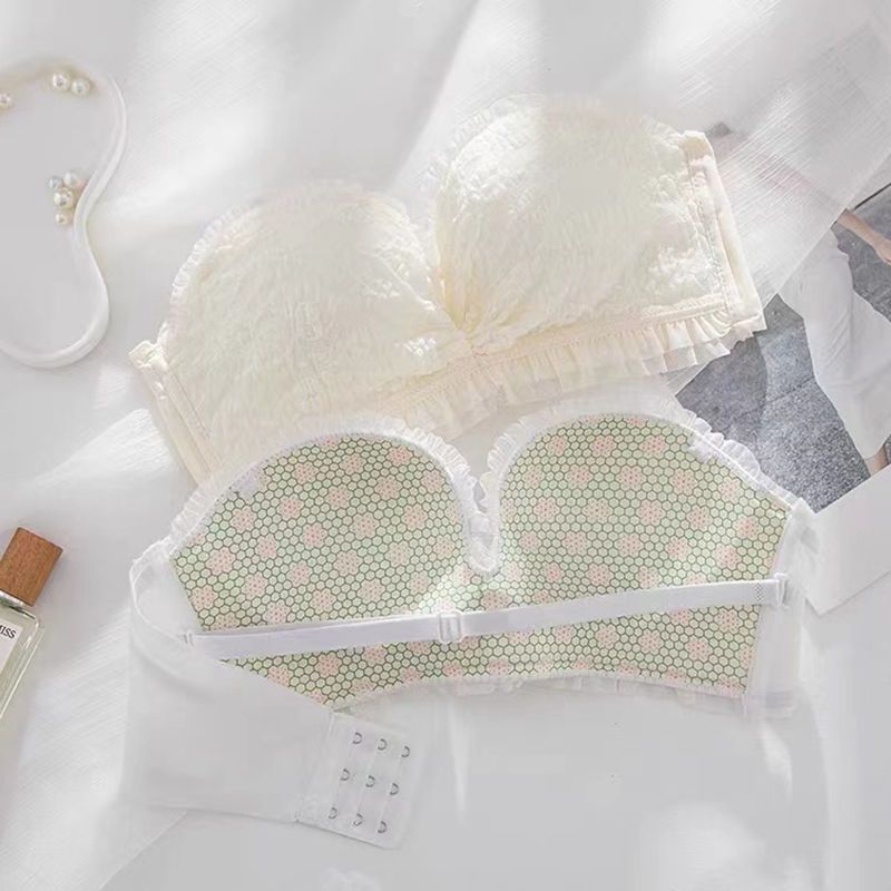 Non-magnetic underwear female security gate electronics factory iron-free degaussing small chest gathered summer thin section pure desire wind bra set