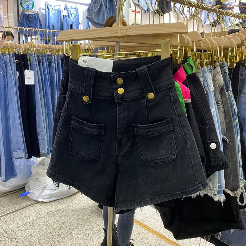 高腰牛仔短裤女2023韩国东大门夏季新款显瘦百搭设计感短裤子潮