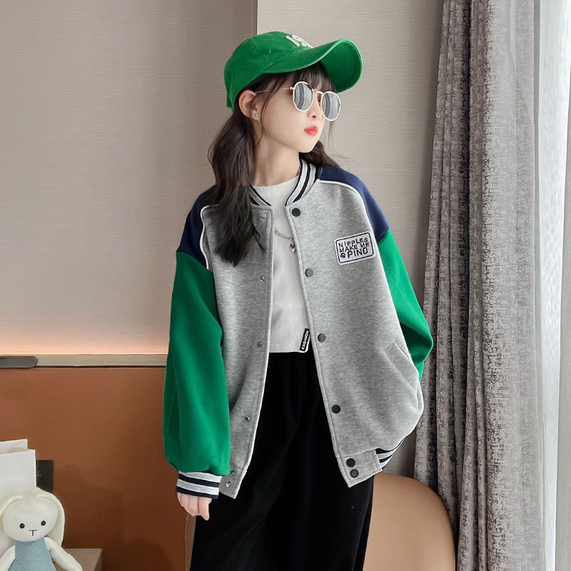 Girls' jacket spring and autumn new foreign style net red children's baseball uniform autumn clothing 2023 spring middle and big children's children's clothing top