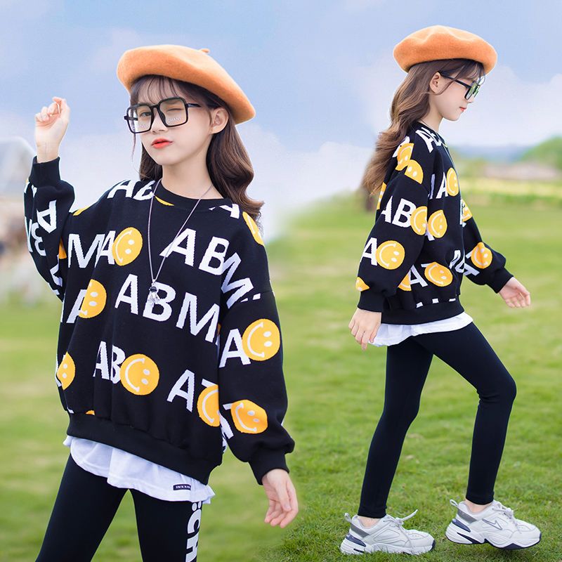 女童秋装套装儿童网红洋气2022新款韩版时髦运动大童装女孩两件套
