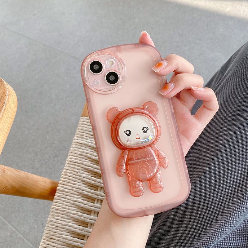 Quicksand Astronaut Bracket Mobile Phone Case for OPPO Reno8 Suitable for A72 Find X5 Desktop Cartoon Mobile Phone Case