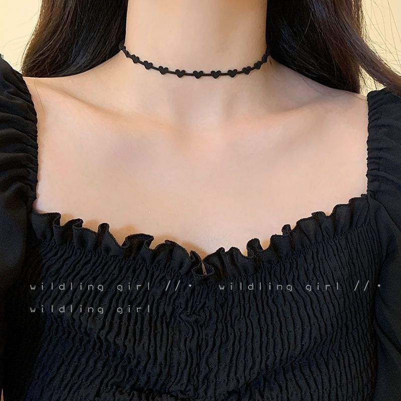 Black love choke sweet cool collar female short rope collarbone chain female fashion necklace neck neckband jewelry