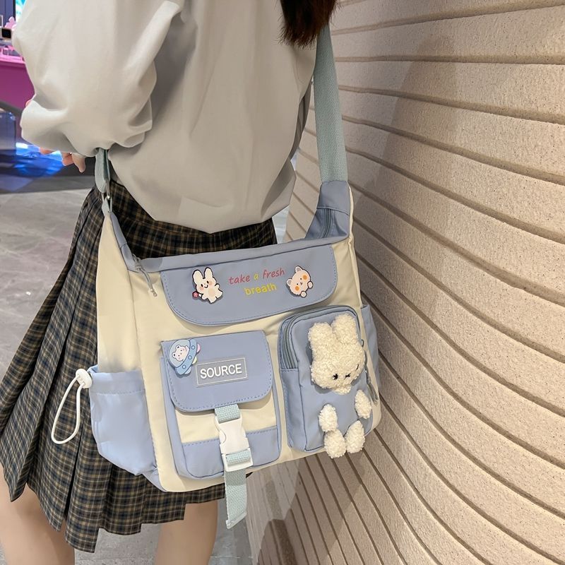 韓國ins可愛百搭少女學生斜挎包女日系原宿風大容量單肩包托特包