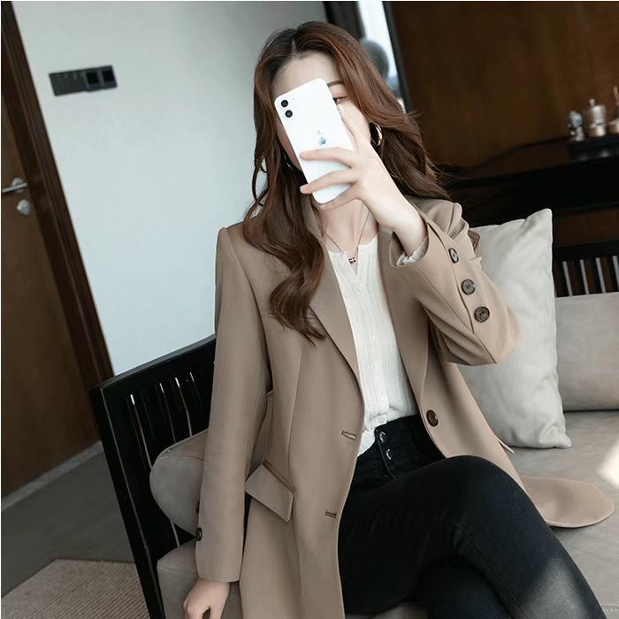 Women's high-end suit jacket 2023 spring and autumn new Korean version loose casual all-match mid-length suit jacket women