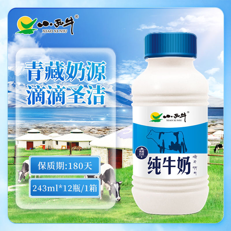 【新日期】小西牛纯牛奶青海小蓝瓶243ml*12瓶*1箱早餐纯牛奶整箱
