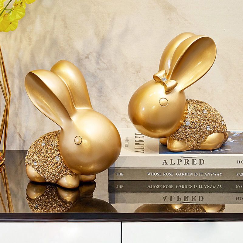 Modern Light Luxury Golden Rabbit Ornament High-end Living Room Partition Entrance Wine Cabinet TV Cabinet Decoration Simple Small Decoration