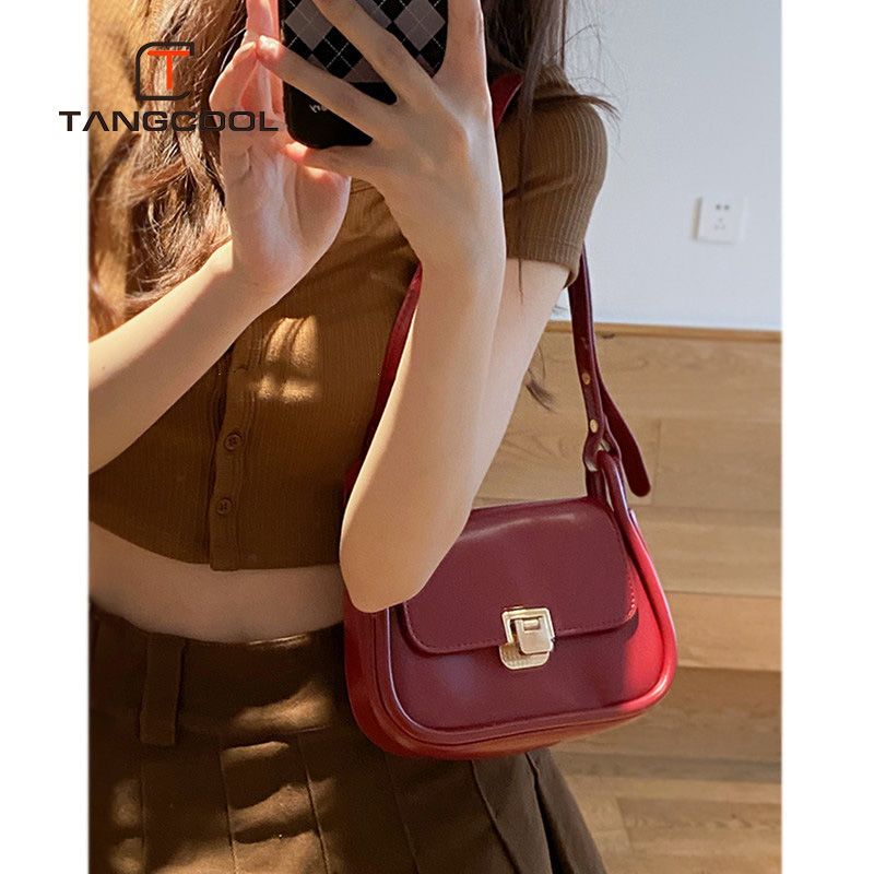 紅色包包女2022新款小眾時尚復古腋下包高級感百搭單肩斜挎包