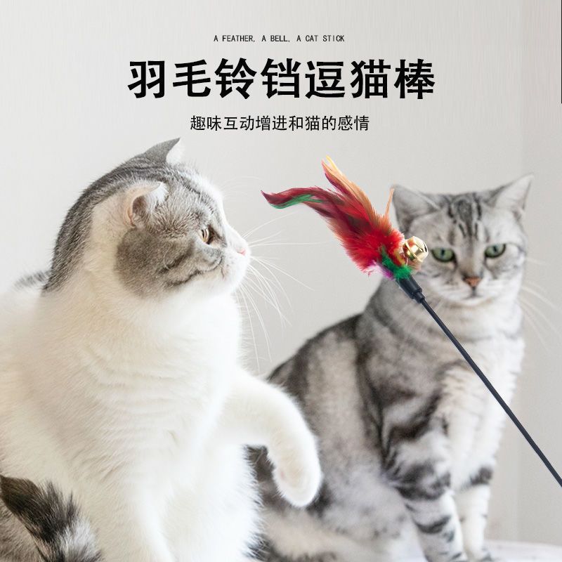 逗猫棒猫玩具自嗨解闷铃铛羽毛小猫仙女互动跳跃训练幼猫猫咪用品