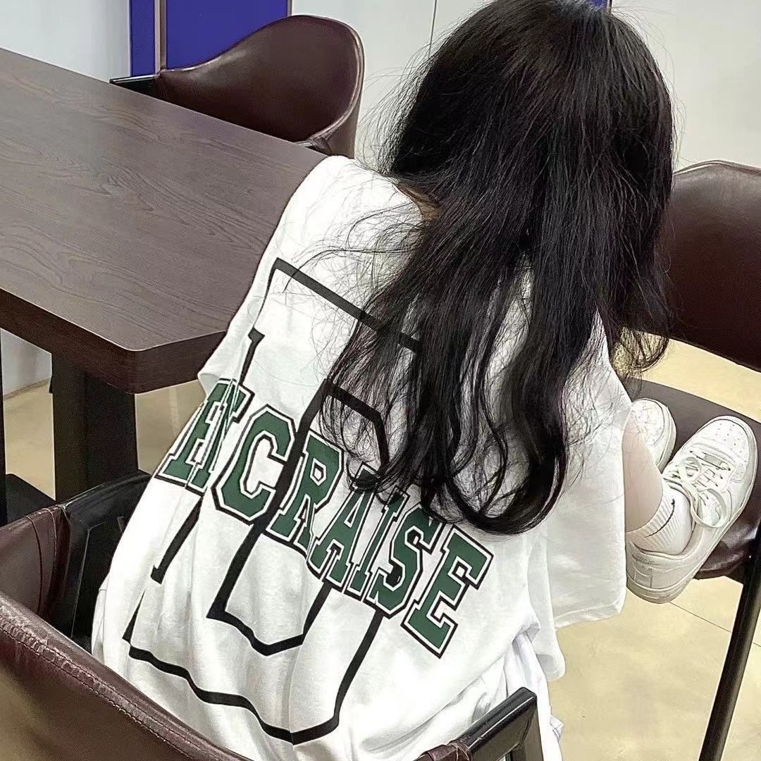 100%純棉短袖t恤女夏季學生韓版寬鬆設計感小眾oversize上衣新款