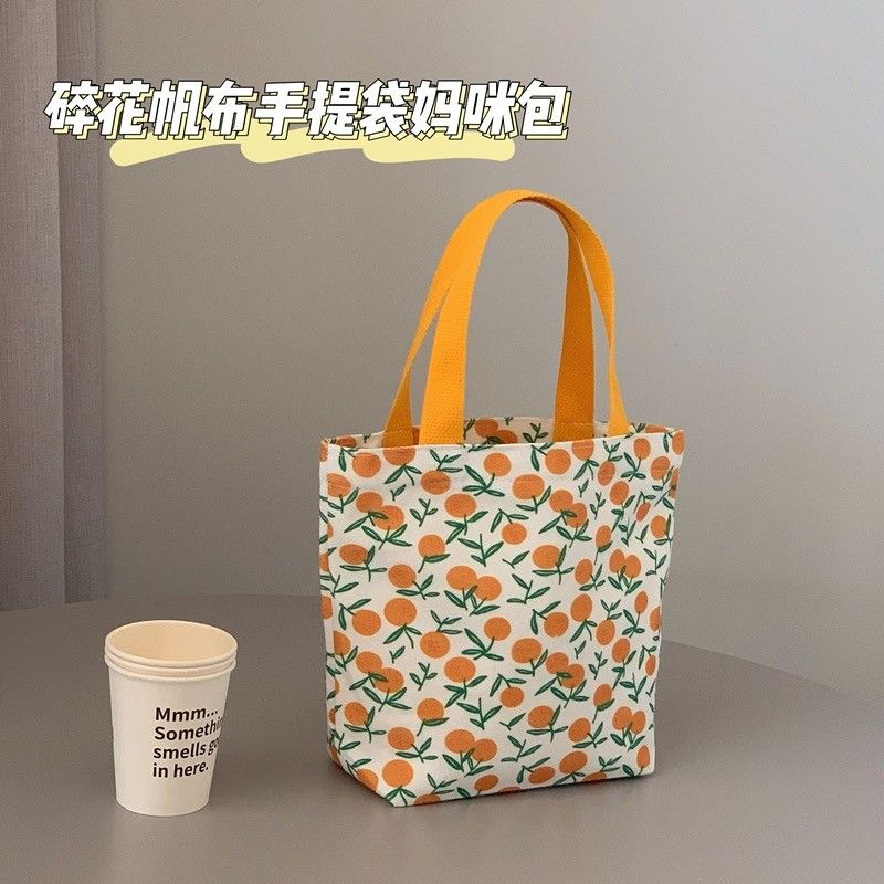2023 new cute small bag to work small canvas bag ladies handbag lunch box lunch bag all-match lunch