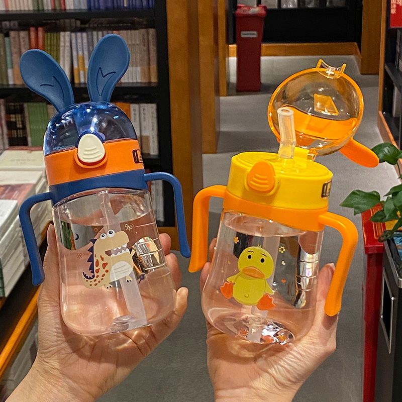 大耳兔幼儿园男女宝宝塑料杯子小学生男女宝宝卡通便携防摔水杯