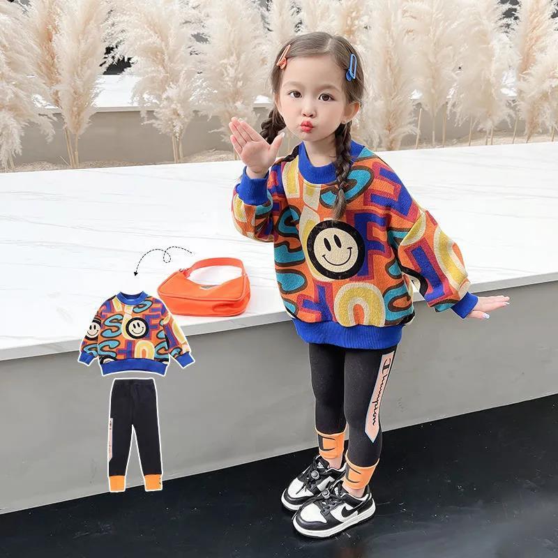 女童春裝2023新款洋氣潮款衛衣套裝兒童春季穿搭一整套寶寶兩件套