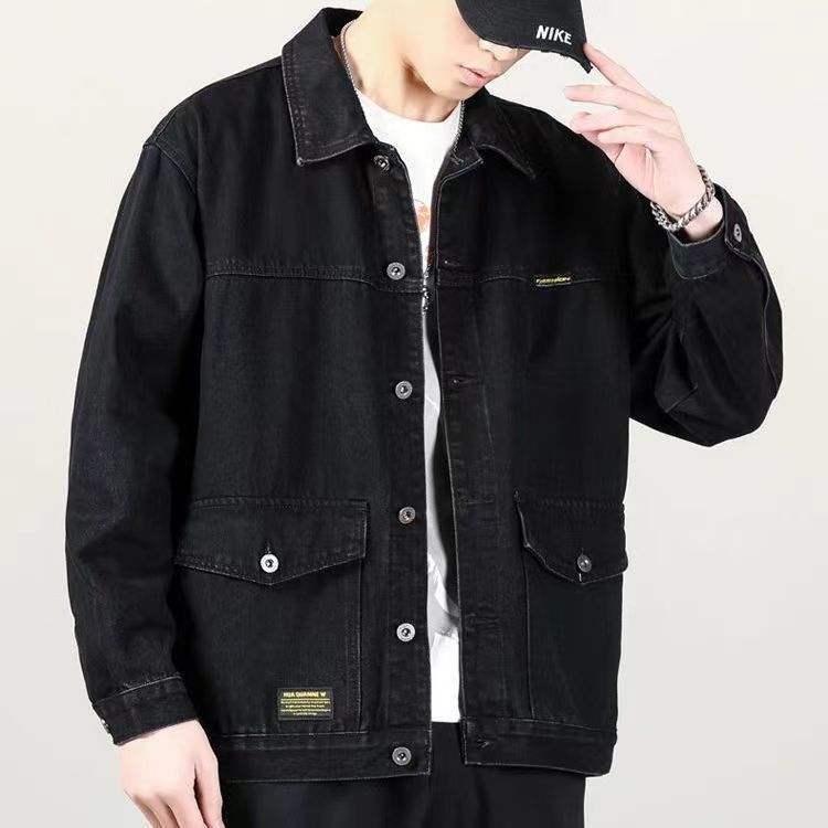 High-end denim jacket men's loose oversized jacket spring and autumn thin section Japanese trendy brand soft denim casual tooling top