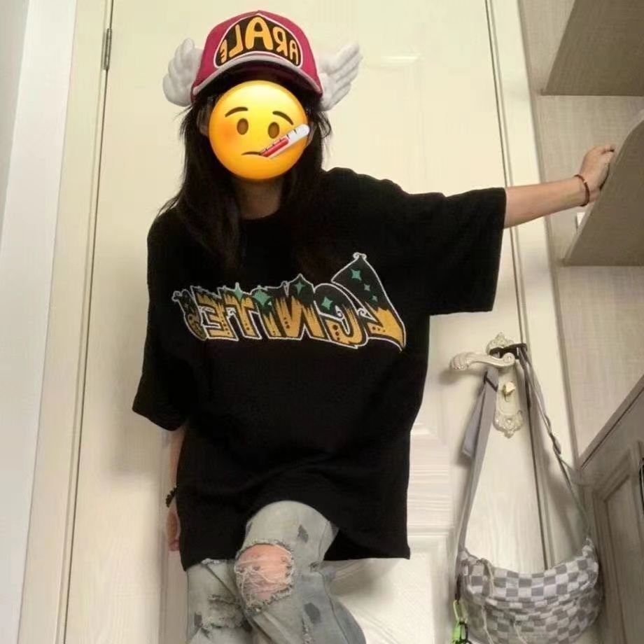 100%純棉短袖t恤女夏季學生韓版寬鬆設計感小眾美式炸街上衣新款