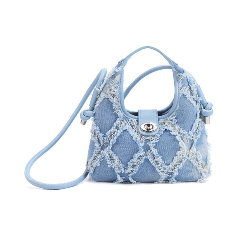 Nuovo design di nicchia da donna in denim 2022, borsa a tracolla con nappe, borsa monospalla semplice e alla moda_voghion.com