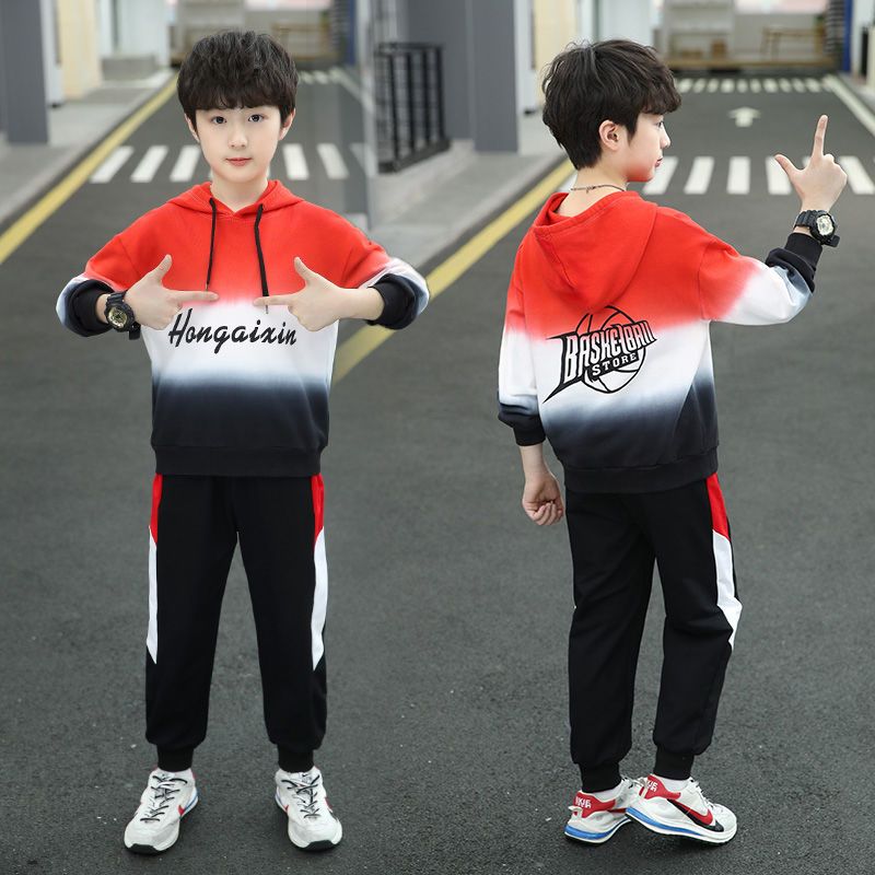Boys autumn suit 2023 new middle and big boys handsome spring net red fried street trendy children's clothing children's sweater suit