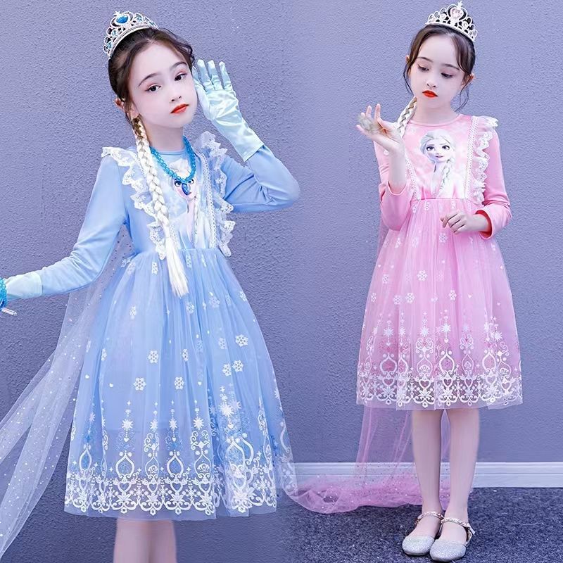 Aisha Aisha Princess Dress Girls Dress New Autumn Winter Children's Mesh Skirt Girl Frozen