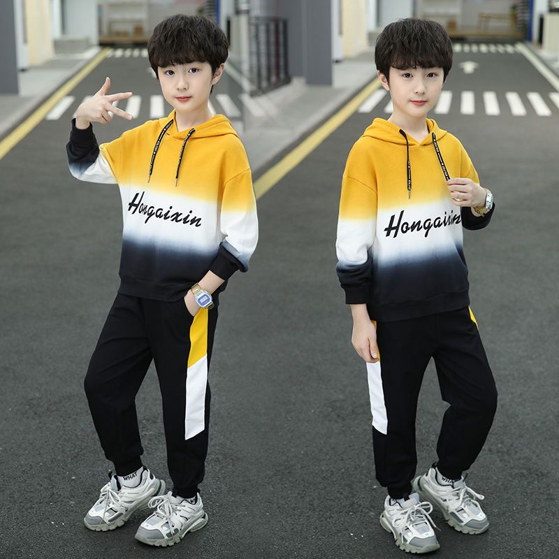 Boys autumn suit 2023 new middle and big boys handsome spring net red fried street trendy children's clothing children's sweater suit