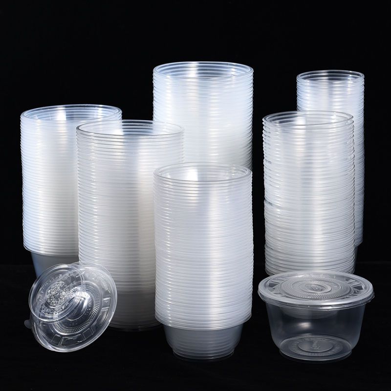 打包餐盒餐具汤碗商用批发一次性碗塑料家用冰粉专用圆形带盖饭盒