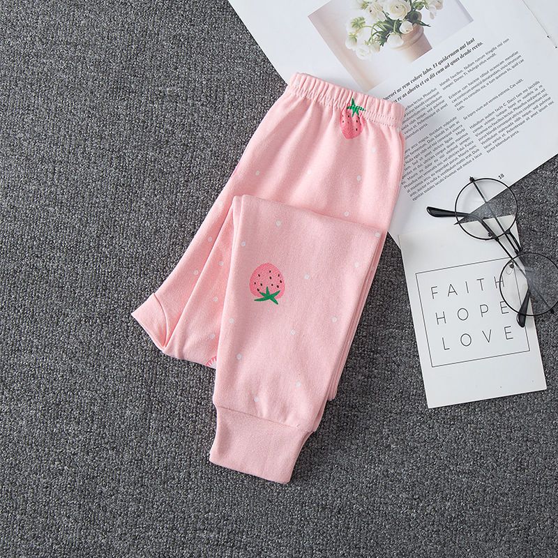 Children aged 1-15 years old, single pair of pure cotton long johns for girls, baby cotton wool pants, girls leggings, pajamas, spring and autumn inner wear