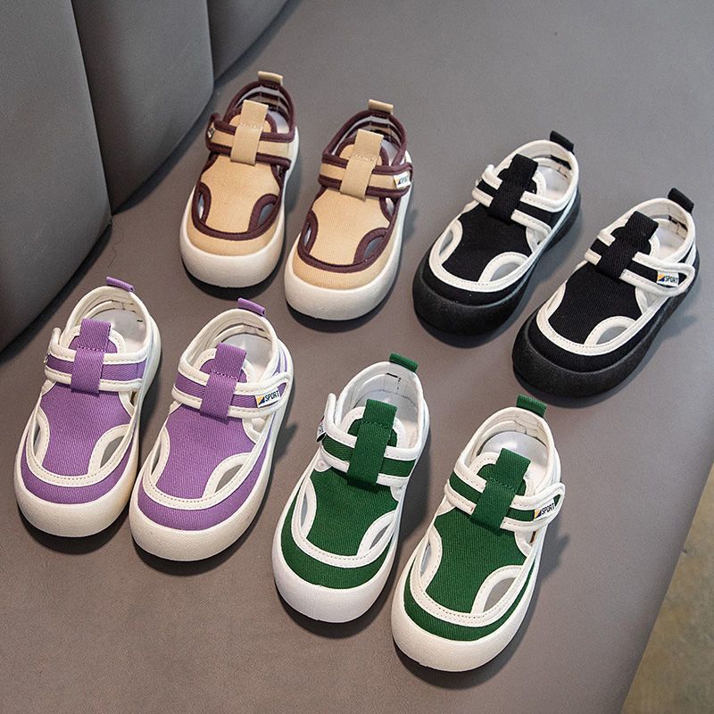 2022 children's soft-soled shoes canvas shoes baby boys shoes kindergarten indoor breathable girls thick-soled sandals spring and summer