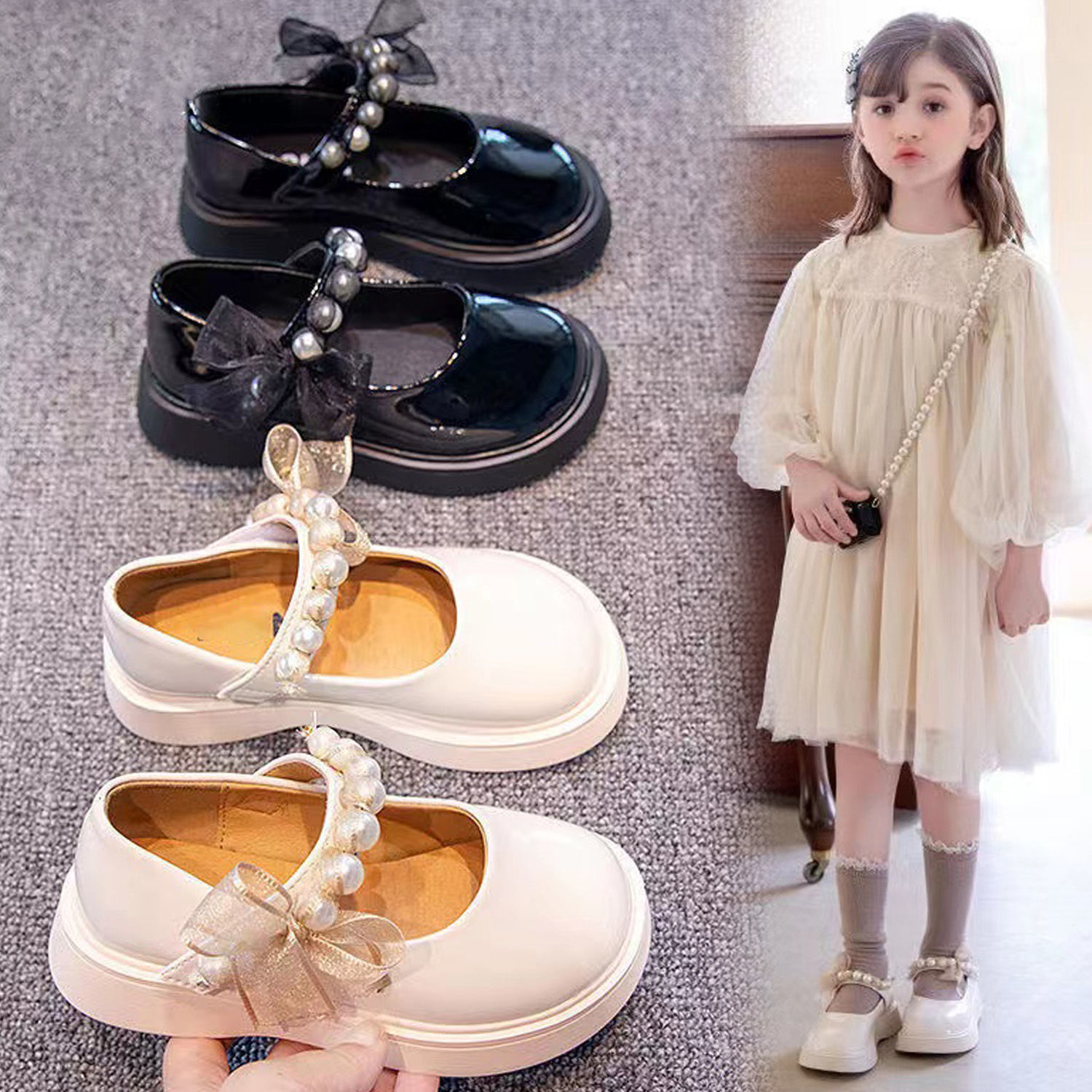 Small leather shoes girls princess shoes summer black single shoes Mary Jane shoes girls JK shoes soft bottom non-slip children's shoes