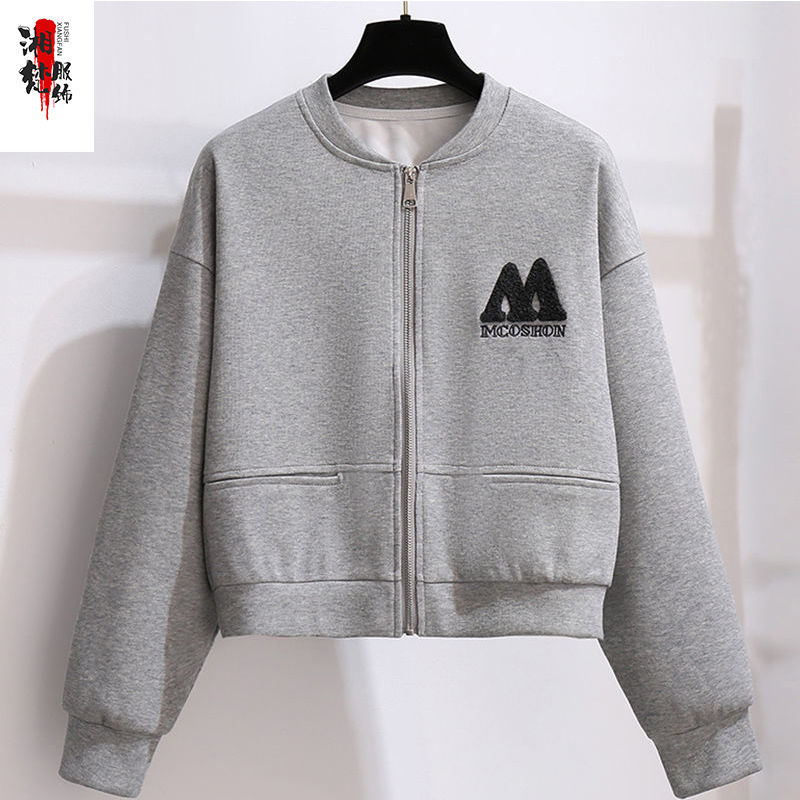 Cardigan sweater women's trendy spring and autumn new baseball uniform short coat all-match casual sports outerwear