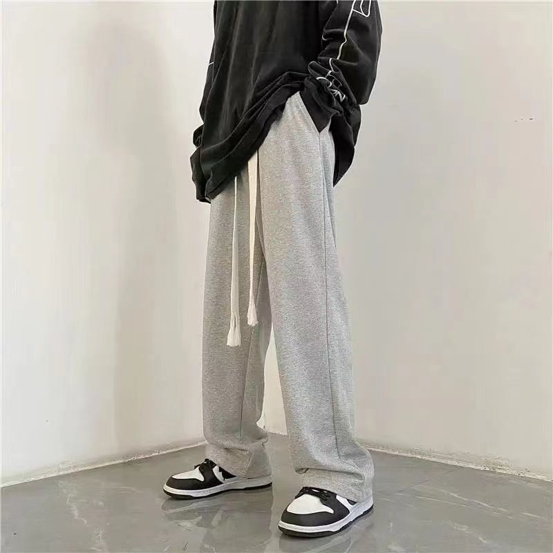 Spring and autumn new loose wide-leg pants men's high street vibe tide pants woven rope casual pants trend straight sports pants