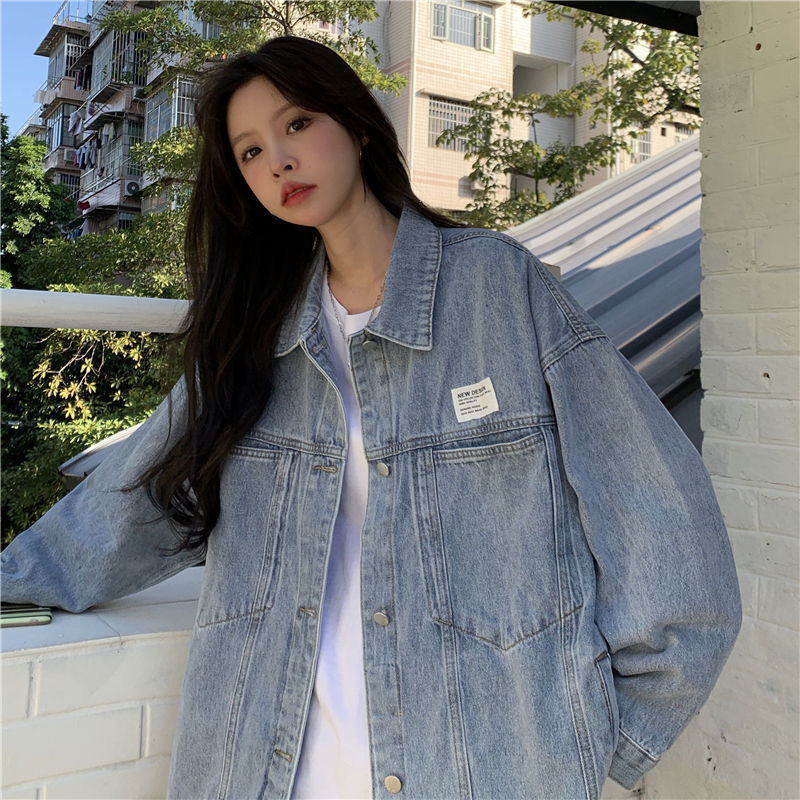 Denim jacket women's spring and autumn 2022 new loose Korean version bf wind mid-length student top ins tide