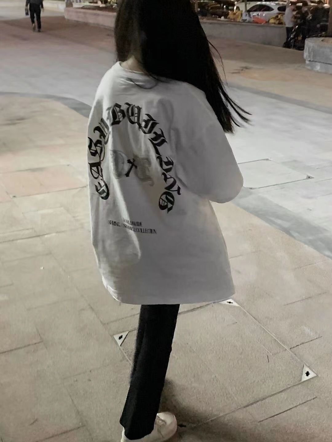 美式hiphop短袖t恤女100%純棉夏季寬鬆BF設計感小眾高街港味上衣