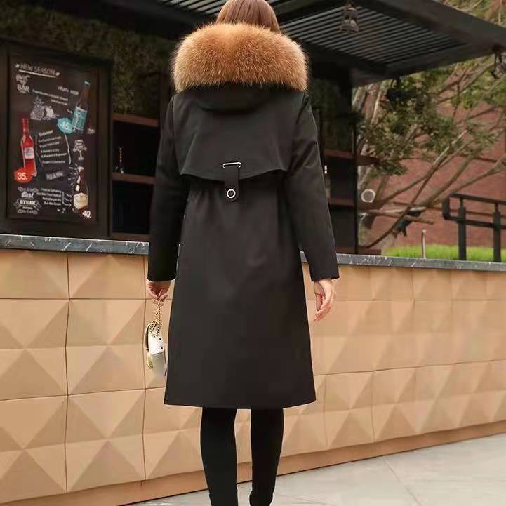 Parker women's  new fur rex rabbit fur liner long section slim detachable coat coat winter