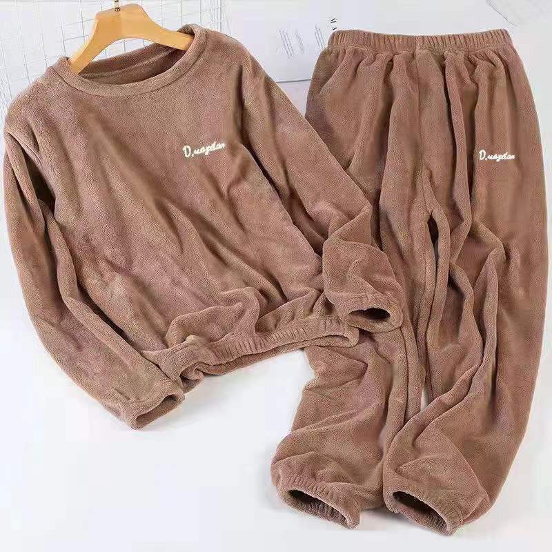 Thick flannel plus velvet suit fairy warm coral fleece pajamas women can wear home clothes in autumn and winter