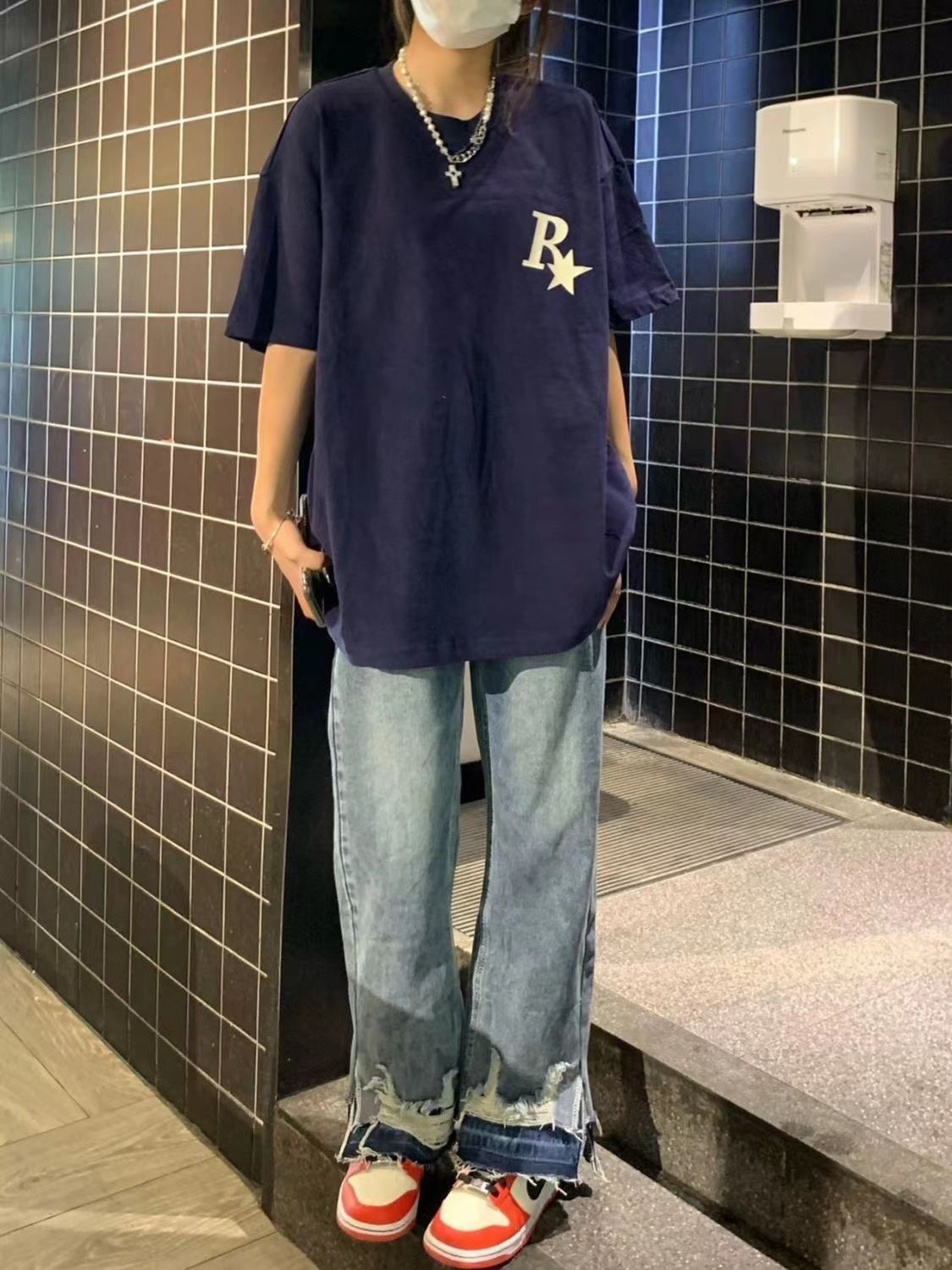 100%純棉短袖T恤女oversize夏季國潮新款寬鬆甜酷上衣女學生ins潮