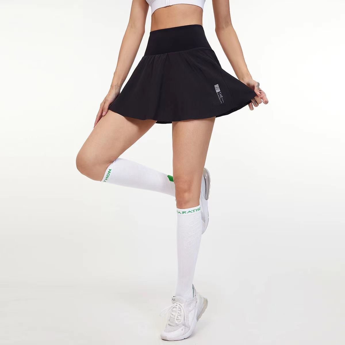 范斯蒂克运动短裙裤女高腰防走光假两件瑜伽裤健身房跑步速干训练