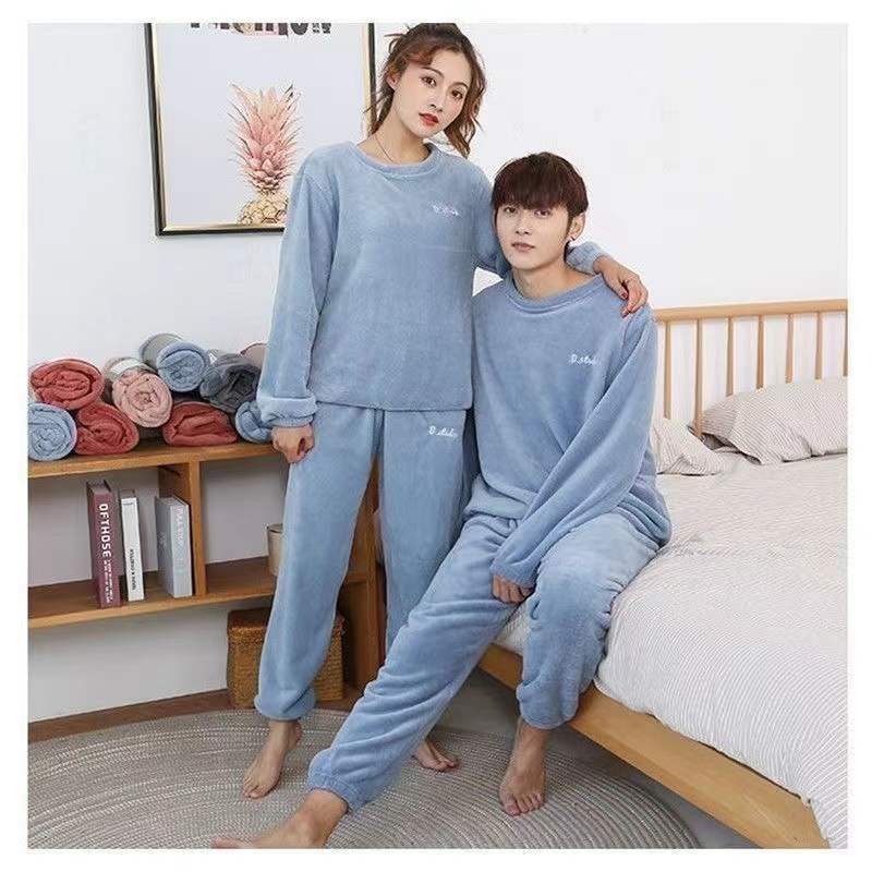 Thick flannel plus velvet suit fairy warm coral fleece pajamas women can wear home clothes in autumn and winter