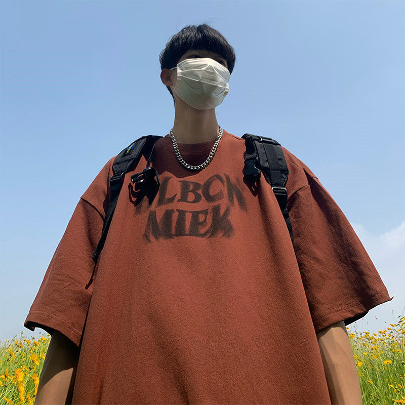 純棉美式復古短袖男夏季潮牌ins高街痞帥t恤oversize百搭情侶半袖