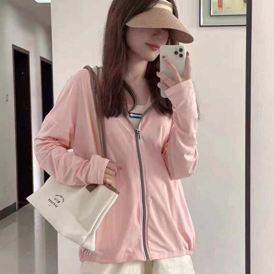Japan finds orange sunscreen clothing women's ice silk anti-UV 2022 summer new sunscreen clothing breathable thin skin clothing