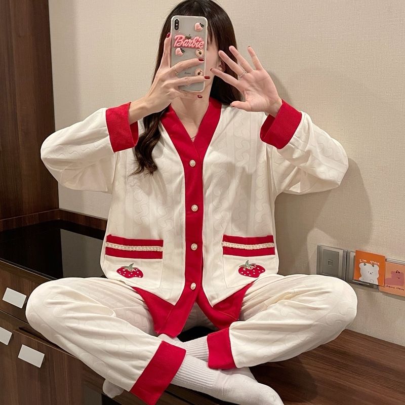 日系睡衣女春秋季2022新款秋季ins風可愛小香風開衫家居服可外穿