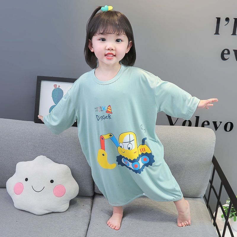 Spring and Autumn Men's, Women's and Children's One-button Nightdress Pure Cotton Long-sleeved Sweat-absorbing Anti-kick One-Piece Pajamas Girls Homewear