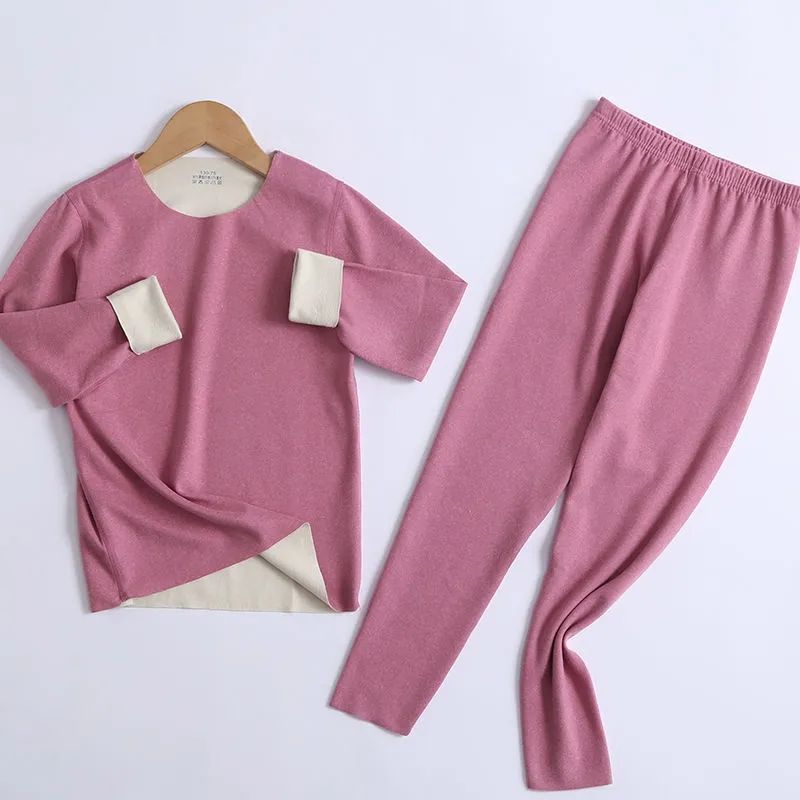 Children's clothing AB double-sided de velvet children's underwear suit seamless boys and girls autumn clothes and long johns in the big children's warm pajamas winter