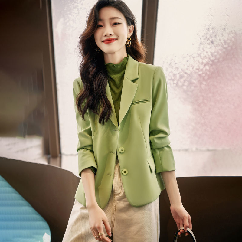 Coffee color small suit jacket women's small short style 2023 spring and autumn high-end Korean casual all-match suit jacket