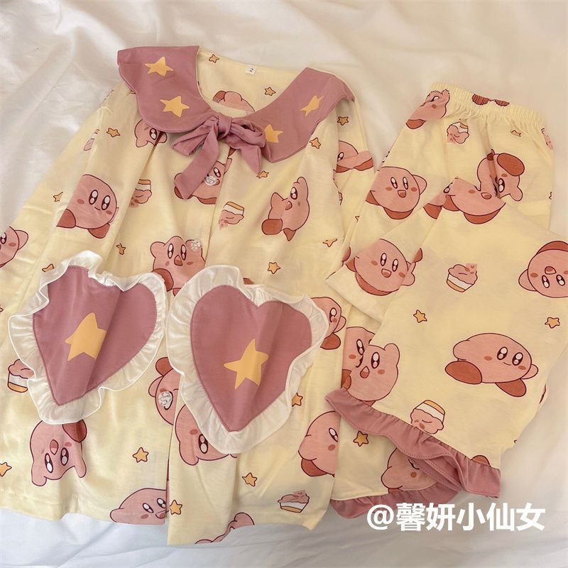 Ins new Star Kirby autumn pajamas girl cute long-sleeved trousers cartoon students can wear home clothes