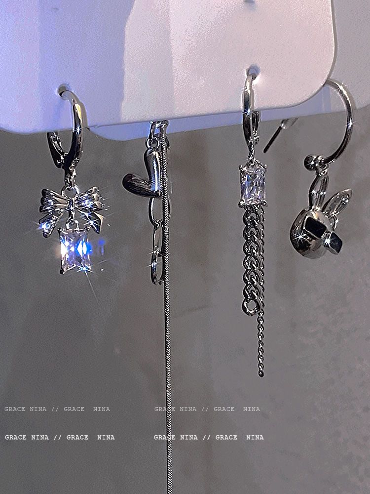 Cold style high-end sweet and spicy style four-piece earring set 2023 new trendy design niche earrings earrings for women