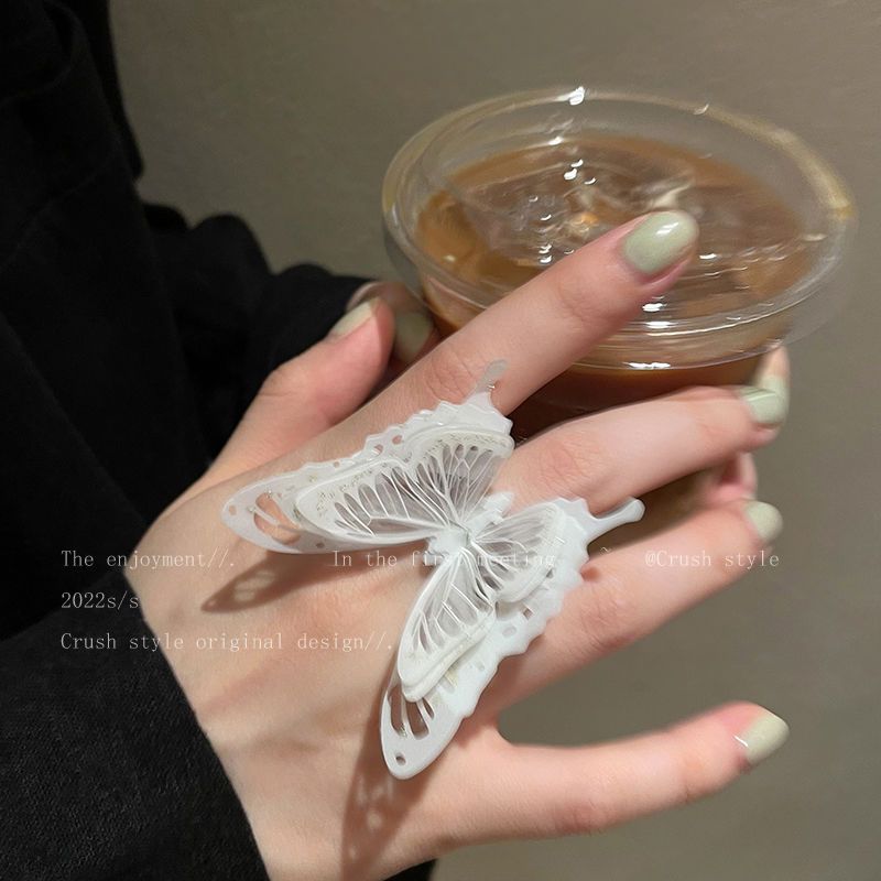 Pure Desire ~ Dark Butterfly Ring Female Ins Fashion Unique Design Niche Index Finger Ring Fashion Personality Internet Celebrity Ring