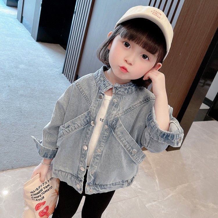 Boys and girls foreign style  new coat children's denim jacket baby autumn Korean version spring and autumn fashionable children's clothing trend